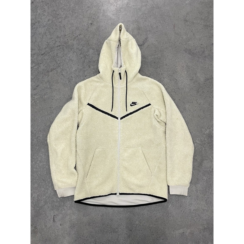 Nike Jacket Mens Medium Ivory Tech Fleece Sherpa Icon Wind Runner AQ2767-072